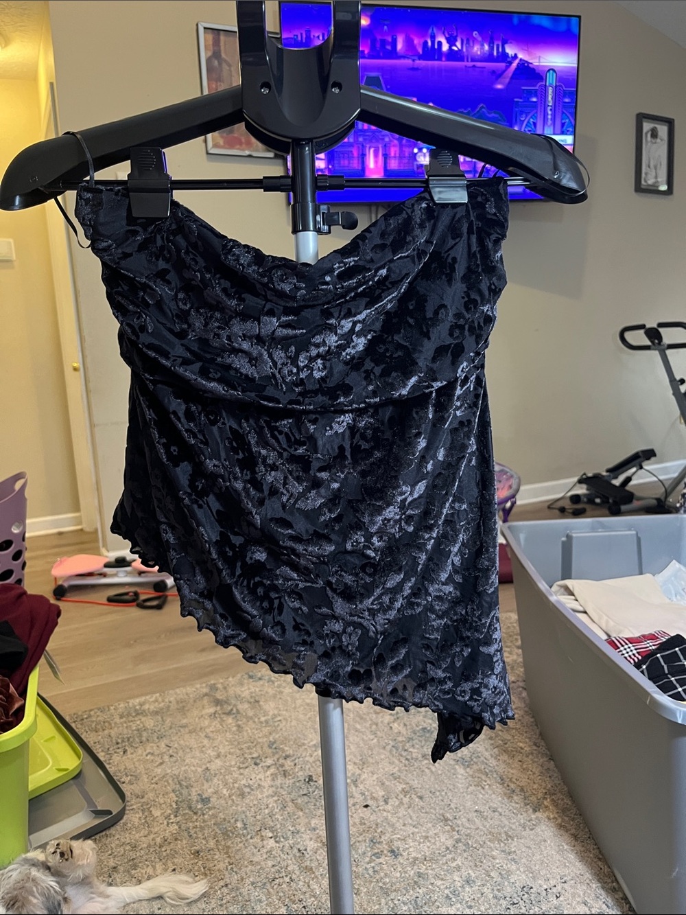 Urban Outfitters Black Velvet Floral Mini Skirt